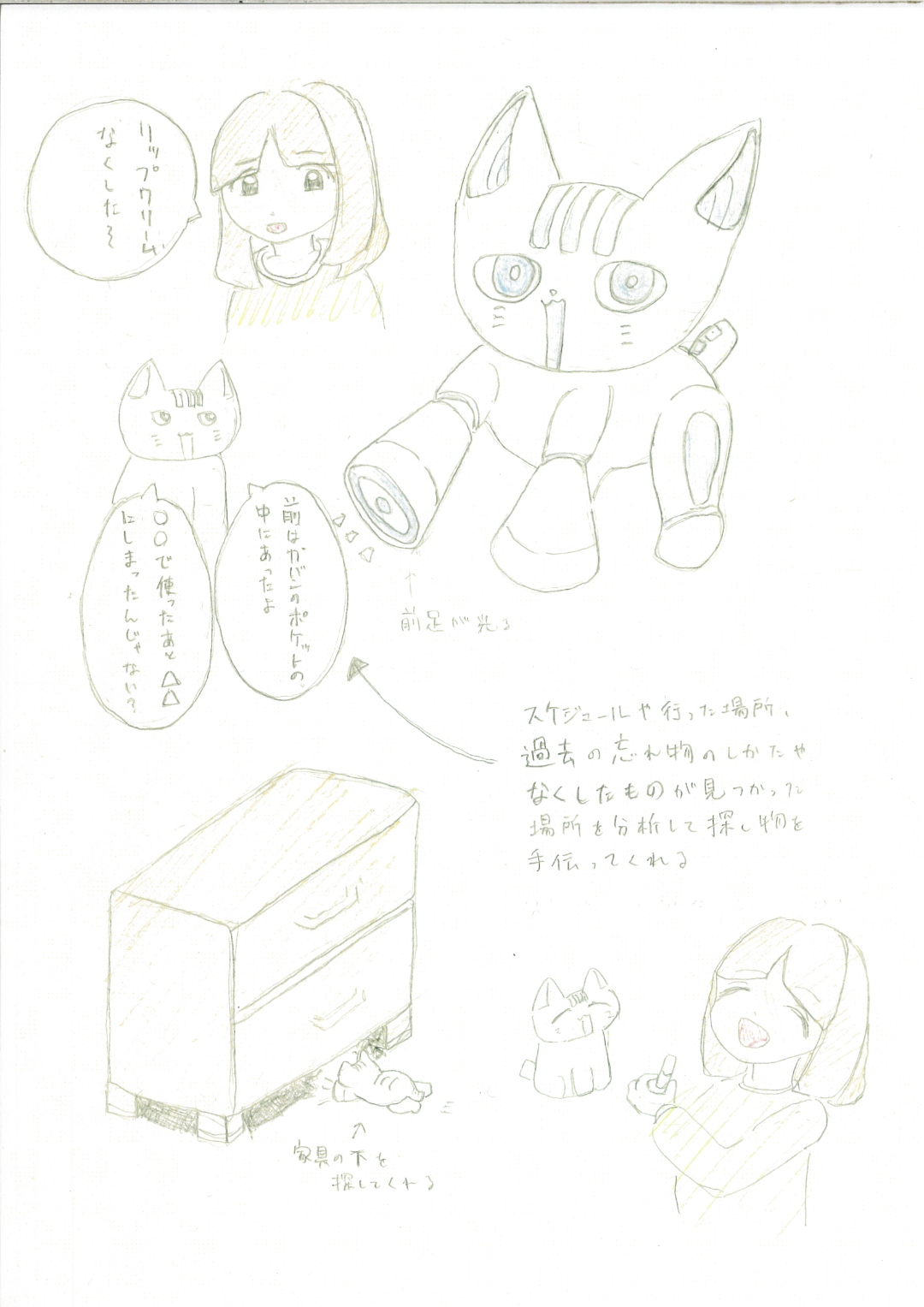 日本のα世代が描いたAIロボット(5) - 猫型の探し物お手伝いロボット